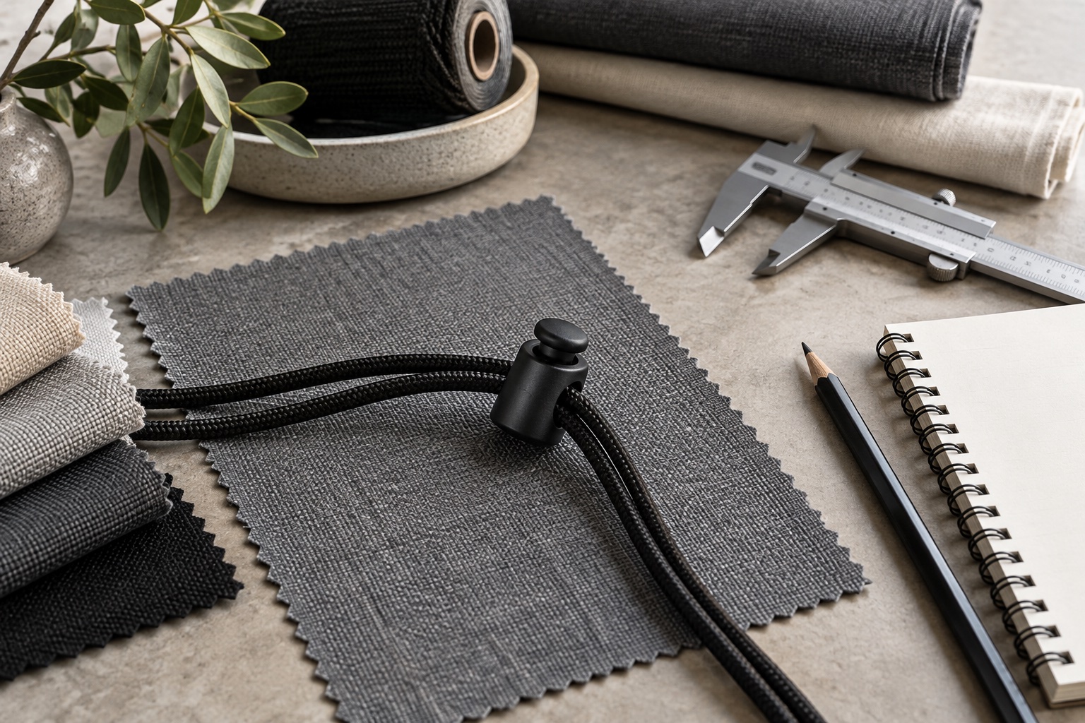 Measurement preparation for fabric, cord and stopper samples