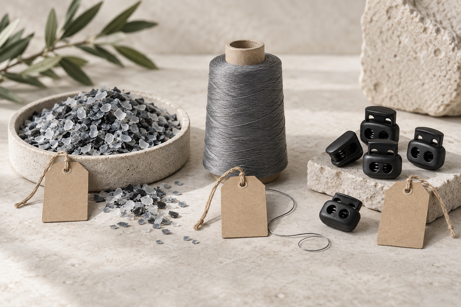 Samples illustrating traceability from material to finished accessory